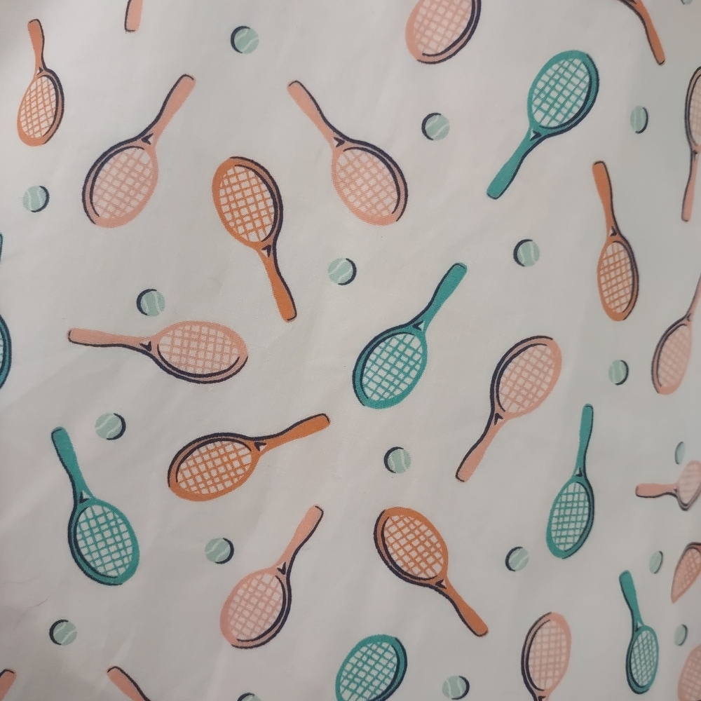 Lands' End Tennis Racket Print No Iron Supima Blouse - Picture 3 of 8